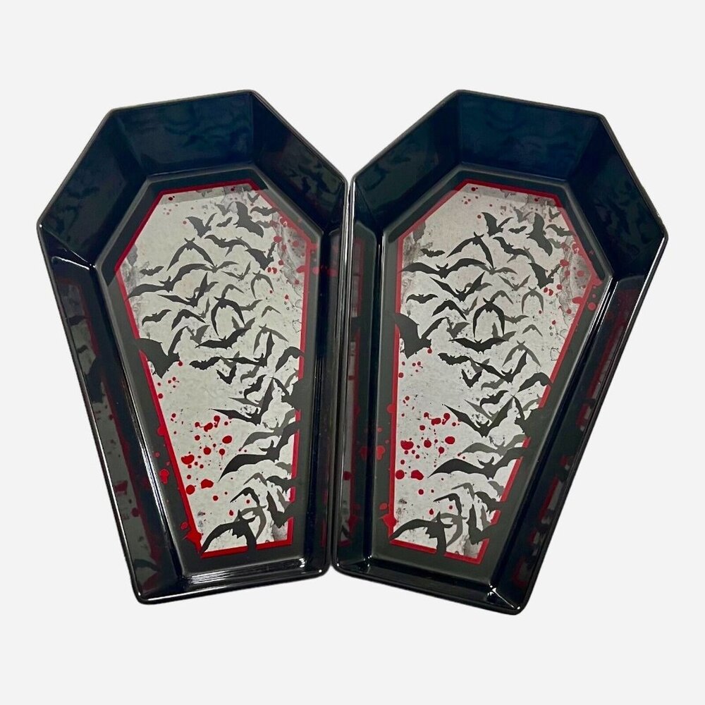 Lot of 2 Amscan Dark Manor Coffin Shaped Melamine Bowl 12.75"x8" Spooky Gothic